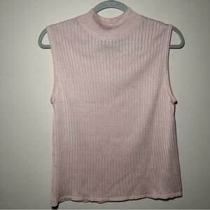 Neiman Marcus International Studio Blush  Ribbed SilkTank Top Size Large